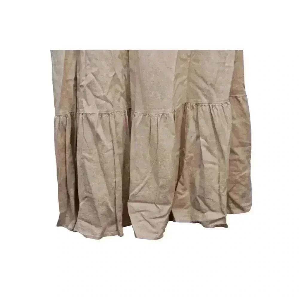 NWOT MABLE Tiered Midi Dress Size Large Beige Linen Cottagecore Minimalist Beach - Picture 5 of 15